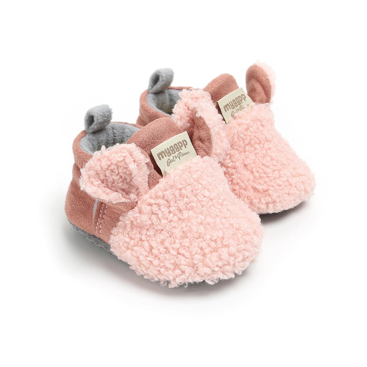 Baby Unisex Animal Ear Fur Slippers | Soft Sole First Walker Shoes 0-18 Months