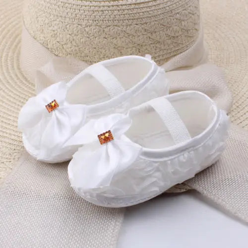 Baby Girl Bow Moccasin Soft Sole Crib Shoes | First Walker 0-18 Months
