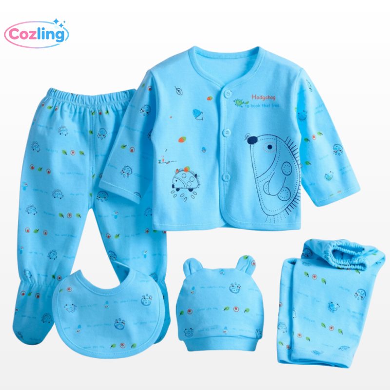 5-Piece Newborn Baby Clothing Gift Set | Cotton Tops & Underwear 0-3 Months