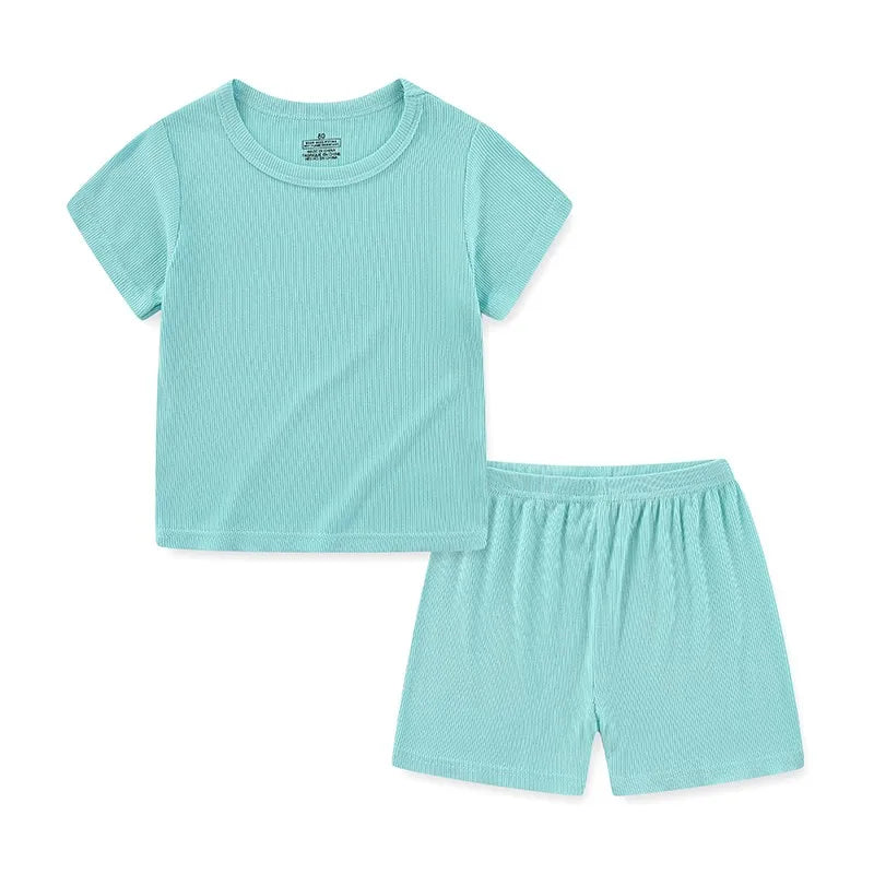 Kids Cotton 2-Piece Outfit Set | Short Sleeve Top & Shorts 12 Months–5 Years