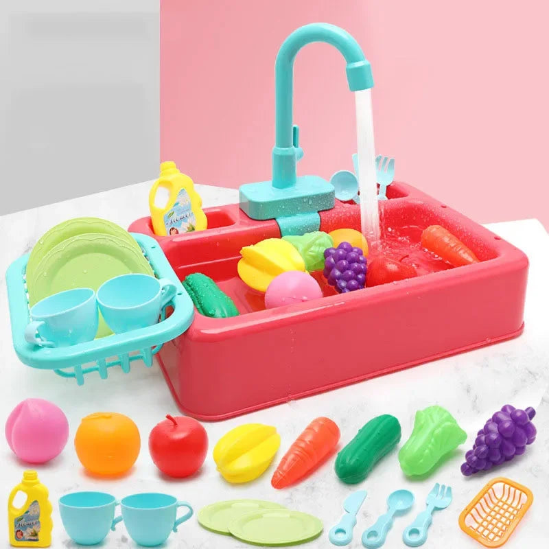 Kids Kitchen Sink Toy | Pretend Play Dish Wash Set for Children