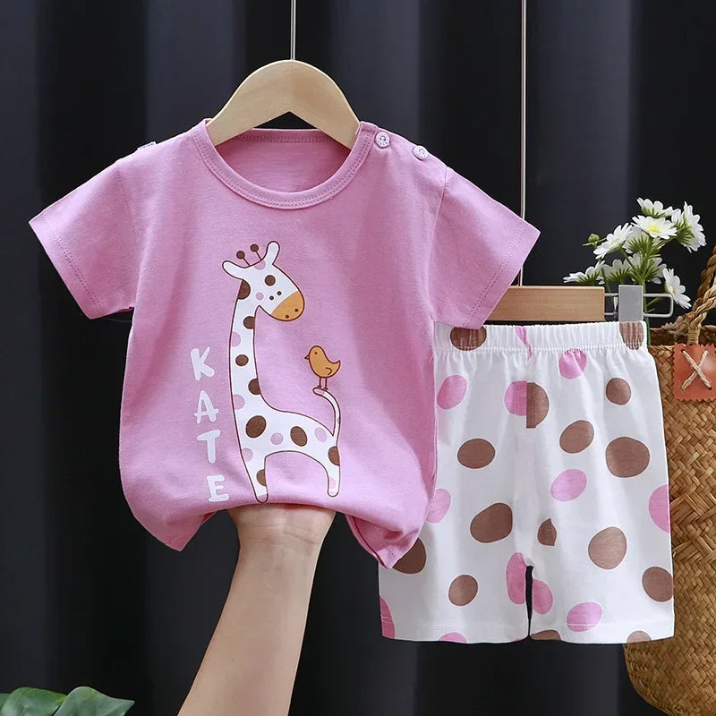 Kids Cotton T-Shirt & Shorts Set | Boys & Girls Summer Outfit 2PCS