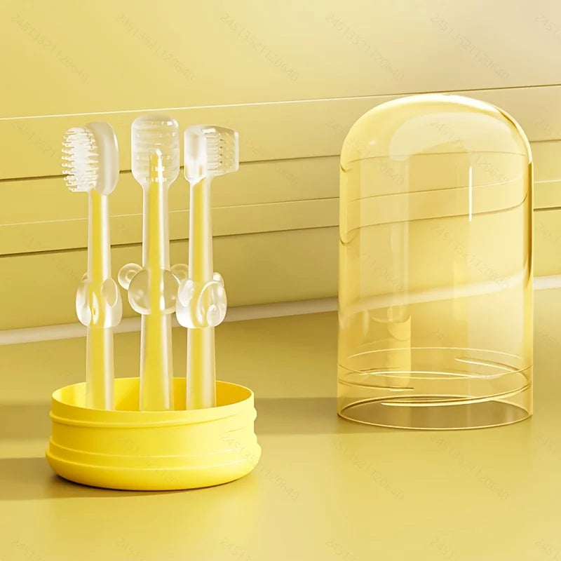 Baby & Toddler Toothbrush Set | 360° Silicone Soft Toothbrush & Tongue Cleaner | 4 Colours