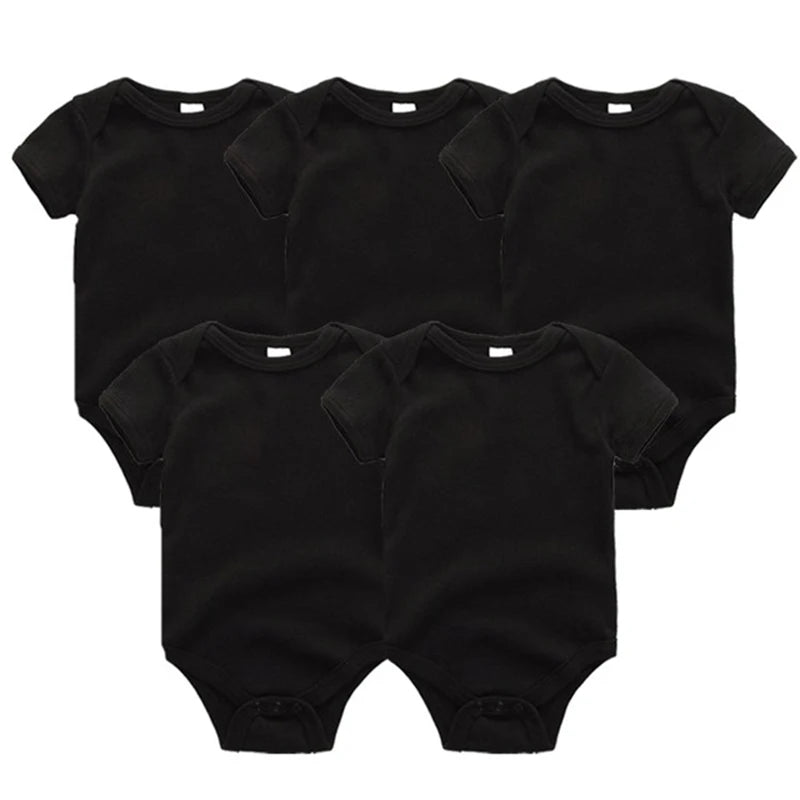Baby Unisex Cotton Bodysuit 5-Pack | Short Sleeve Cartoon Print 0-12 Months