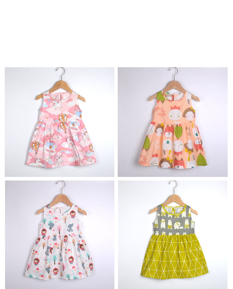 Girls Cotton Flower Dress | Sleeveless Princess Party Dress