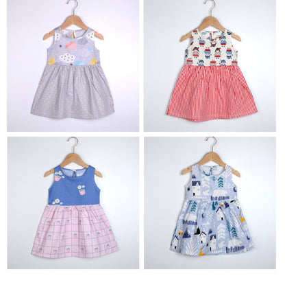 Girls Cotton Flower Dress | Sleeveless Princess Party Dress