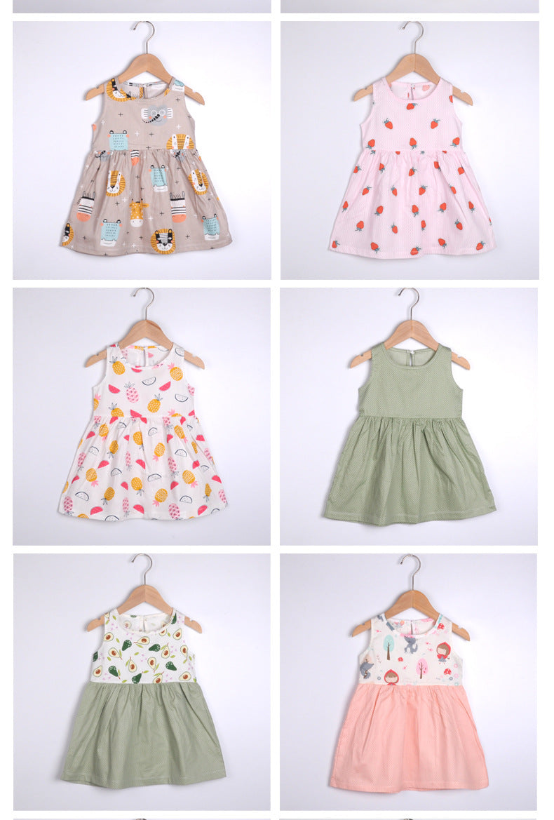Girls Cotton Flower Dress | Sleeveless Princess Party Dress