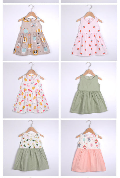Girls Cotton Flower Dress | Sleeveless Princess Party Dress