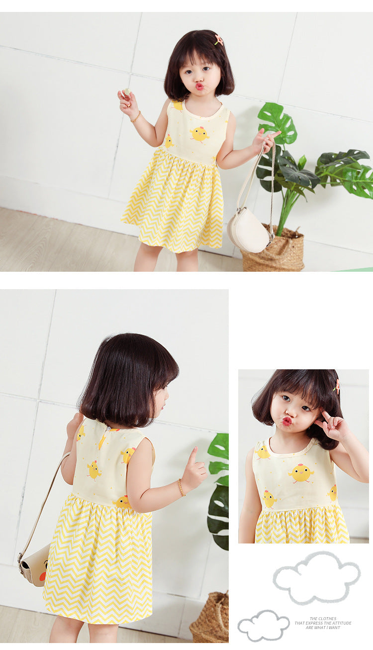 Girls Cotton Flower Dress | Sleeveless Princess Party Dress