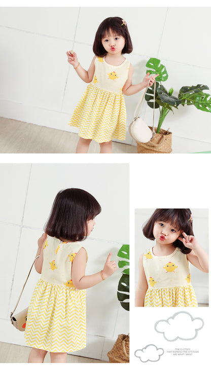 Girls Cotton Flower Dress | Sleeveless Princess Party Dress