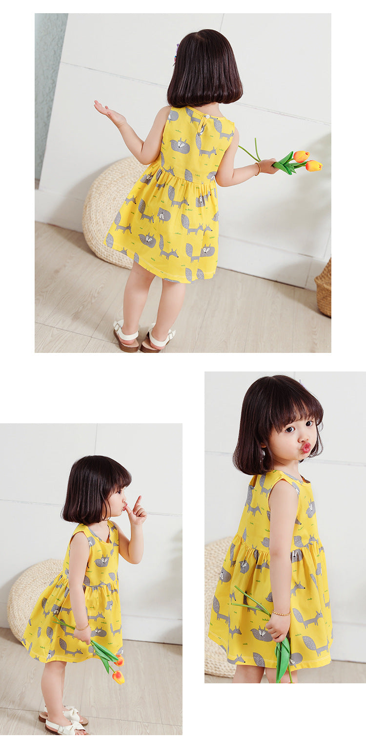 Girls Cotton Flower Dress | Sleeveless Princess Party Dress
