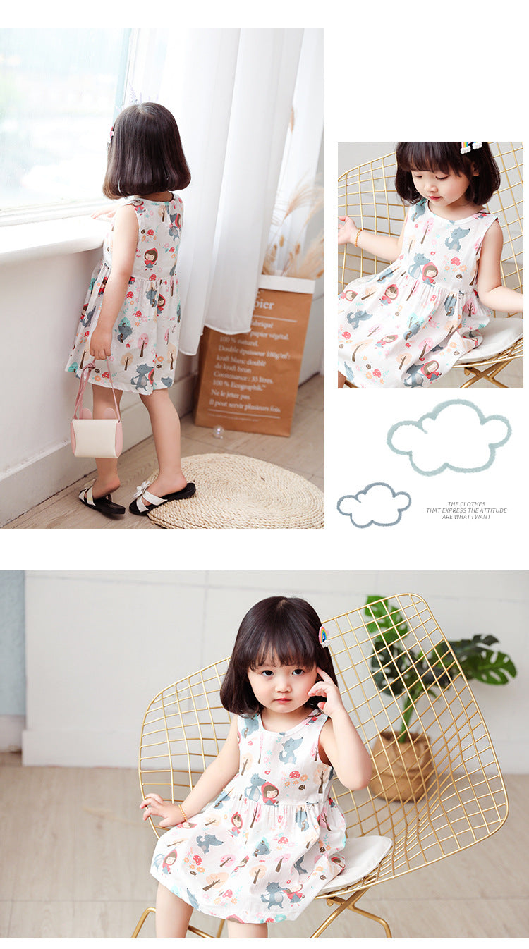 Girls Cotton Flower Dress | Sleeveless Princess Party Dress