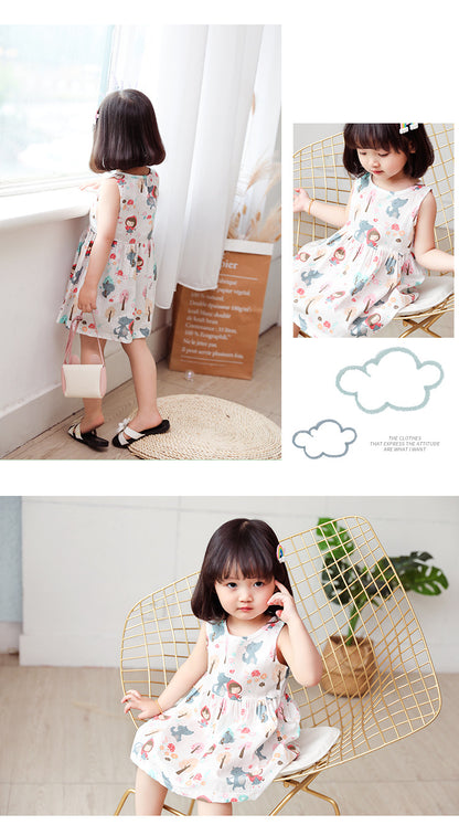 Girls Cotton Flower Dress | Sleeveless Princess Party Dress