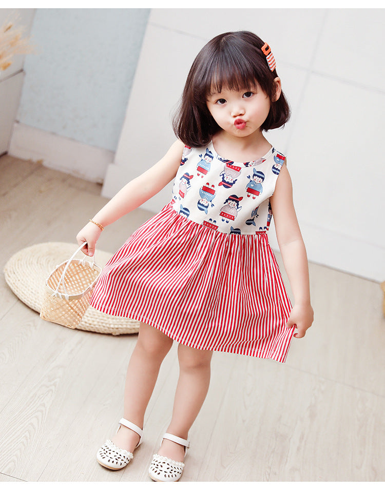 Girls Cotton Flower Dress | Sleeveless Princess Party Dress