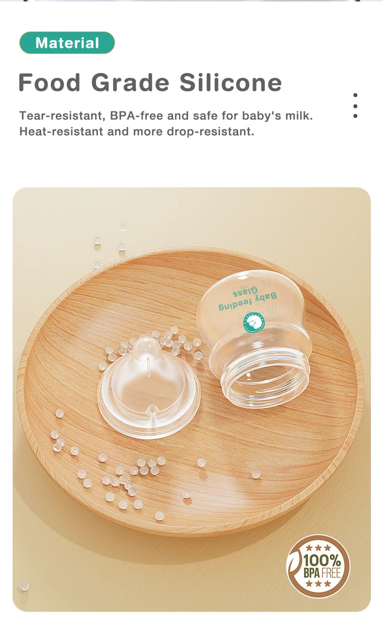 MAMIJOY Anti-Choke Glass Baby Bottle | BPA Free | 90ml & 160ml