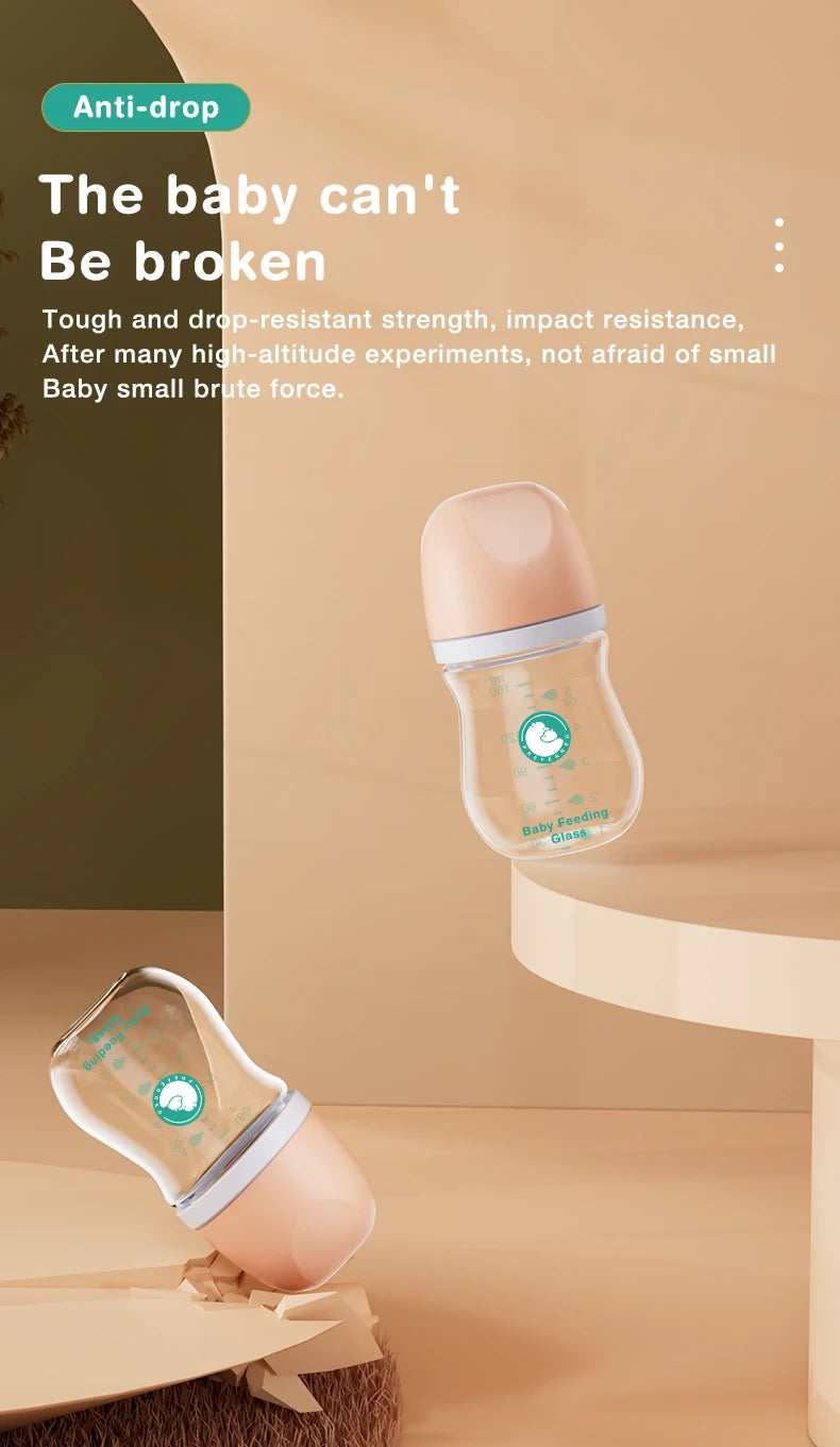 MAMIJOY Anti-Choke Glass Baby Bottle | BPA Free | 90ml & 160ml