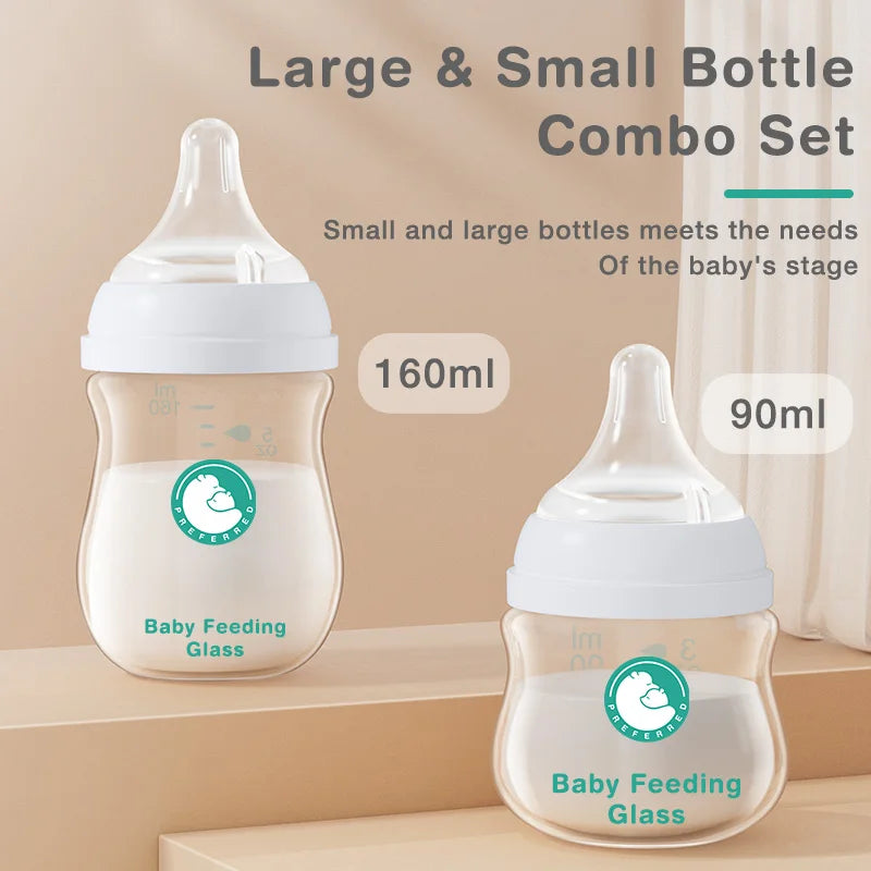 MAMIJOY Anti-Choke Glass Baby Bottle | BPA Free | 90ml & 160ml