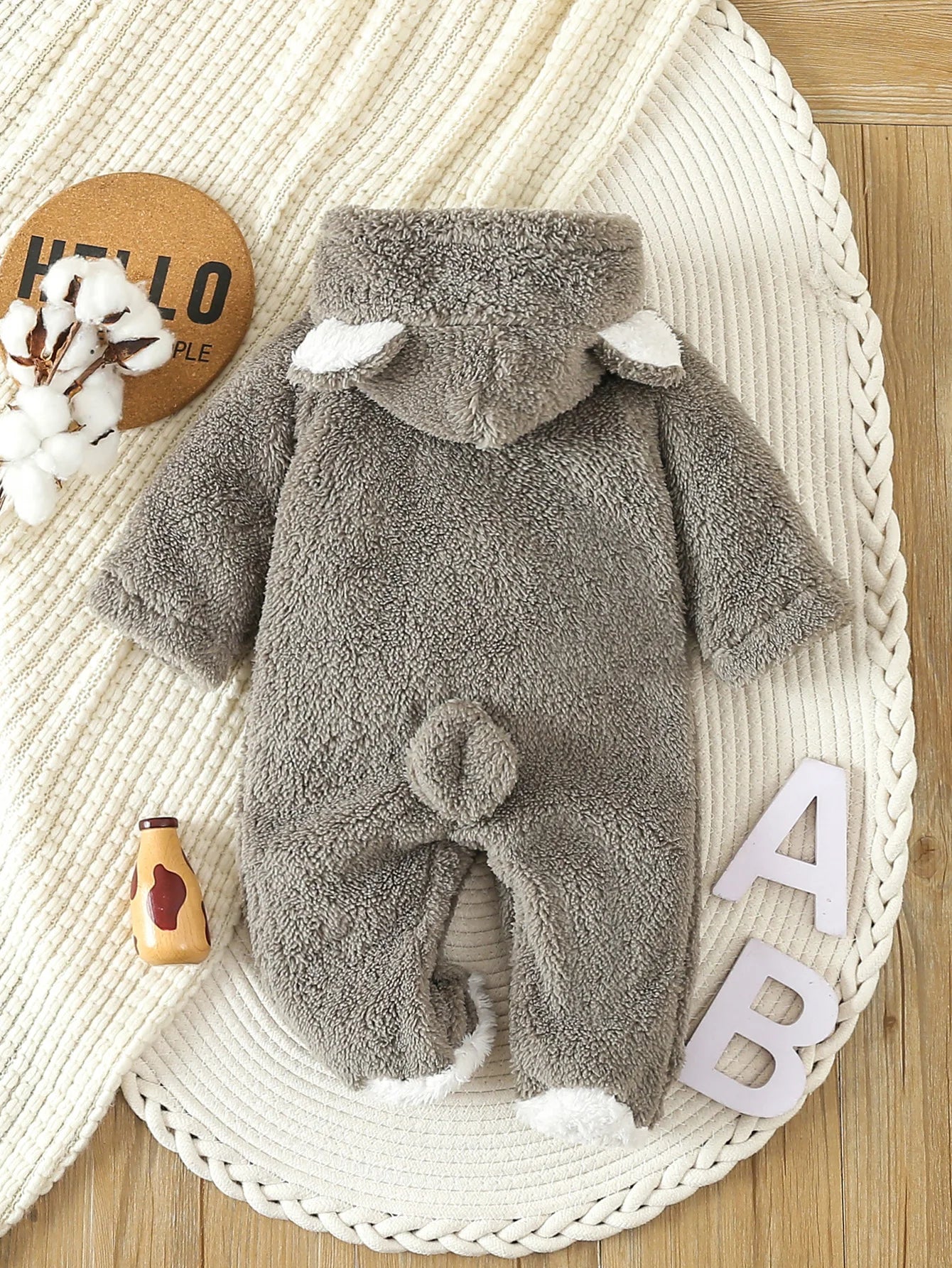 Baby Fleece Hooded Romper | Warm Animal Jumpsuit for Newborns 0–12 Months