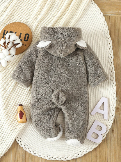 Baby Fleece Hooded Romper | Warm Animal Jumpsuit for Newborns 0–12 Months