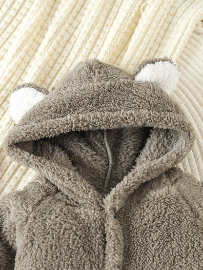 Baby Fleece Hooded Romper | Warm Animal Jumpsuit for Newborns 0–12 Months