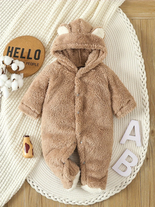 Baby Fleece Hooded Romper | Warm Animal Jumpsuit for Newborns 0–12 Months