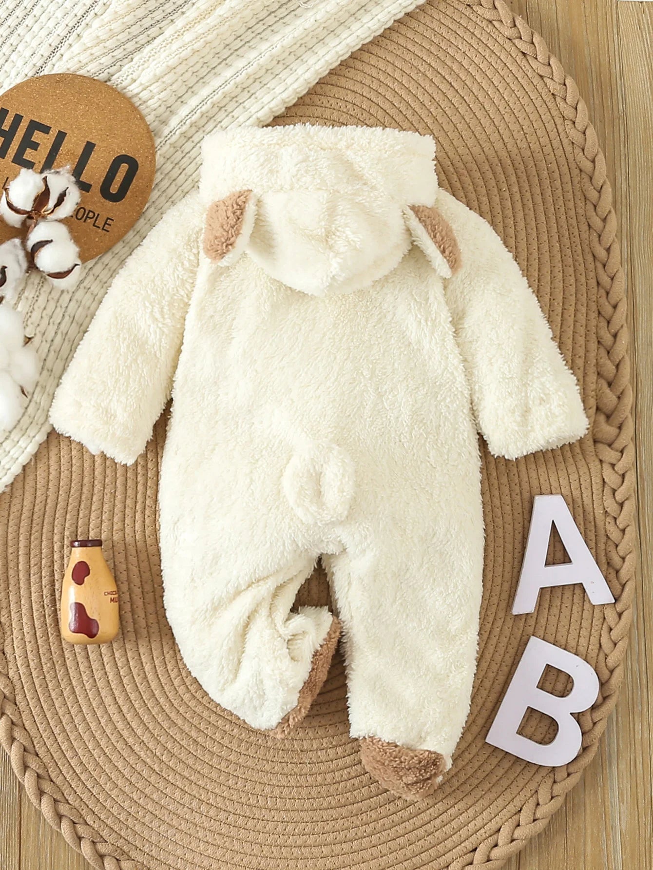 Baby Fleece Hooded Romper | Warm Animal Jumpsuit for Newborns 0–12 Months