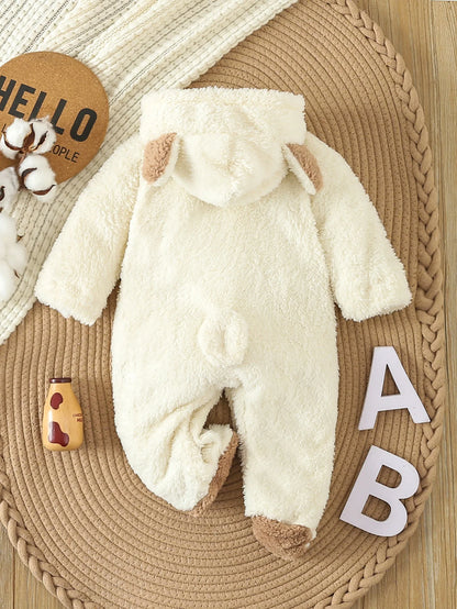 Baby Fleece Hooded Romper | Warm Animal Jumpsuit for Newborns 0–12 Months