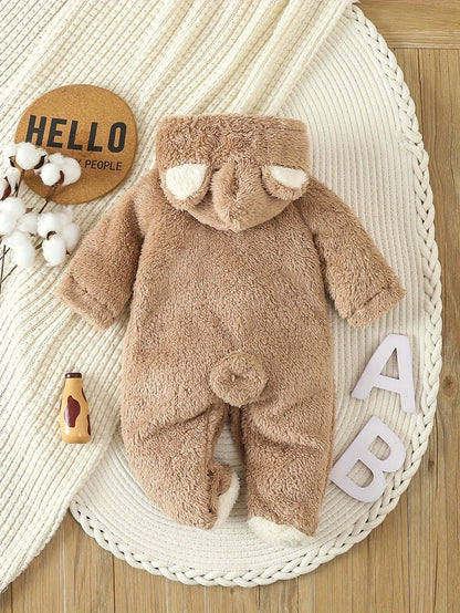 Baby Fleece Hooded Romper | Warm Animal Jumpsuit for Newborns 0–12 Months