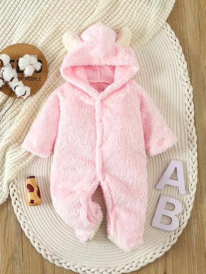 Baby Fleece Hooded Romper | Warm Animal Jumpsuit for Newborns 0–12 Months