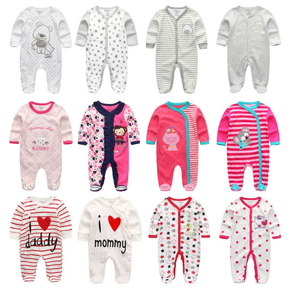 Newborn Baby Romper | Long Sleeve Cotton Jumpsuit 0-12M
