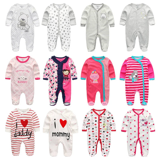 Newborn Baby Romper | Long Sleeve Cotton Jumpsuit 0-12M