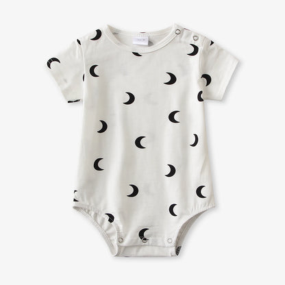 Baby Romper — Cute Cartoon Print, Short Sleeve Unisex