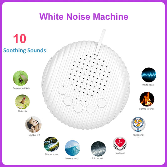 Baby White Noise Sleep Machine | 10 Soothing Sounds, USB Rechargeable, Volume Control