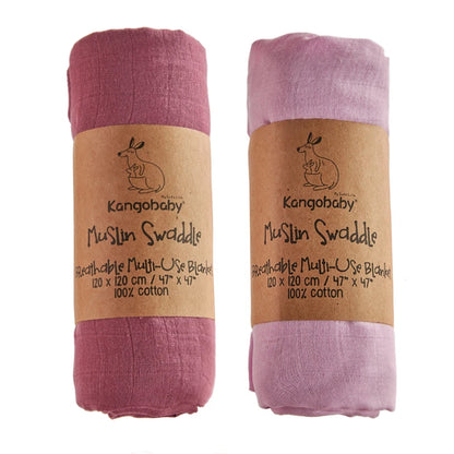 Baby Muslin Swaddle Blanket Set of 2 | 100% Cotton Newborn Wrap