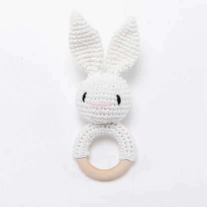 Crochet Amigurumi Bunny Baby Rattle — Handknit Newborn Toy