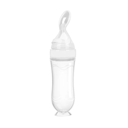 Silicone Baby Squeeze Feeding Bottle with Spoon | Rice Cereal & Food Supplement Feeder