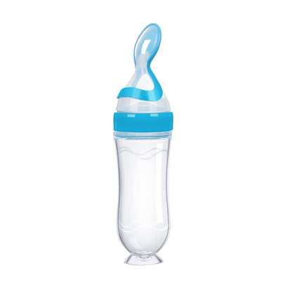 Silicone Baby Squeeze Feeding Bottle with Spoon | Rice Cereal & Food Supplement Feeder