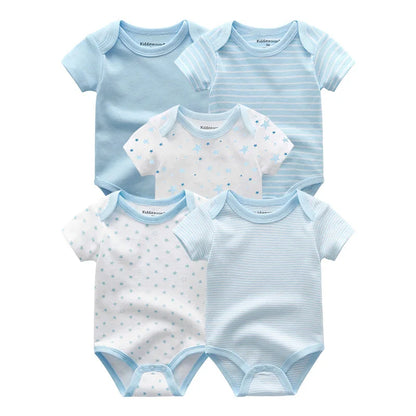 Baby Unisex Cotton Bodysuit 5-Pack | Short Sleeve Cartoon Print 0-12 Months