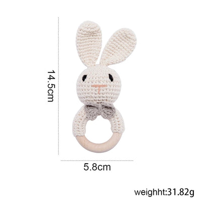 Crochet Amigurumi Bunny Baby Rattle — Handknit Newborn Toy