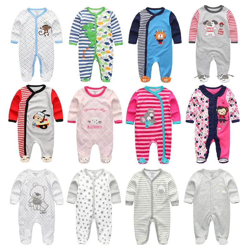 Newborn Baby Romper | Long Sleeve Cotton Jumpsuit 0-12M
