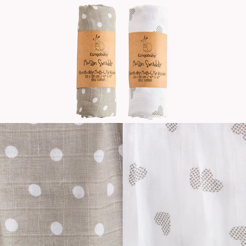 Baby Muslin Swaddle Blanket Set of 2 | 100% Cotton Newborn Wrap