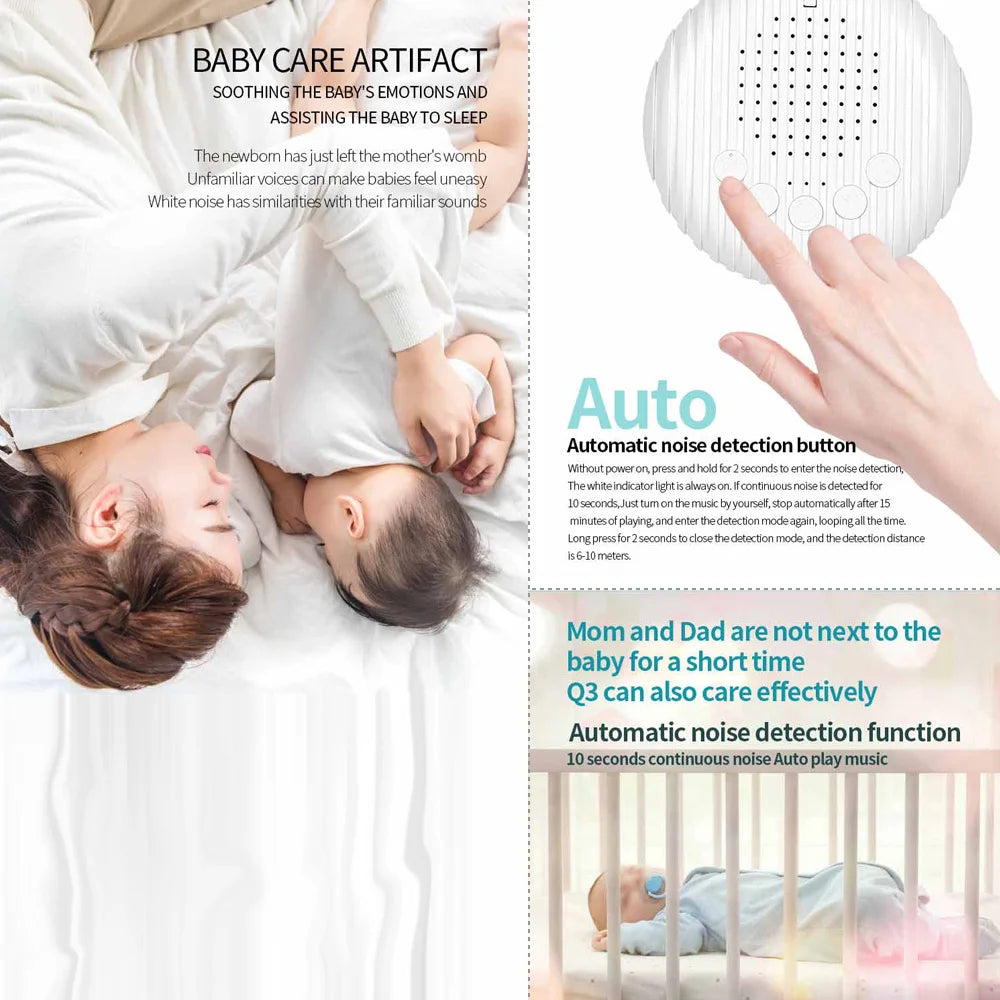 Baby White Noise Sleep Machine | 10 Soothing Sounds, USB Rechargeable, Volume Control