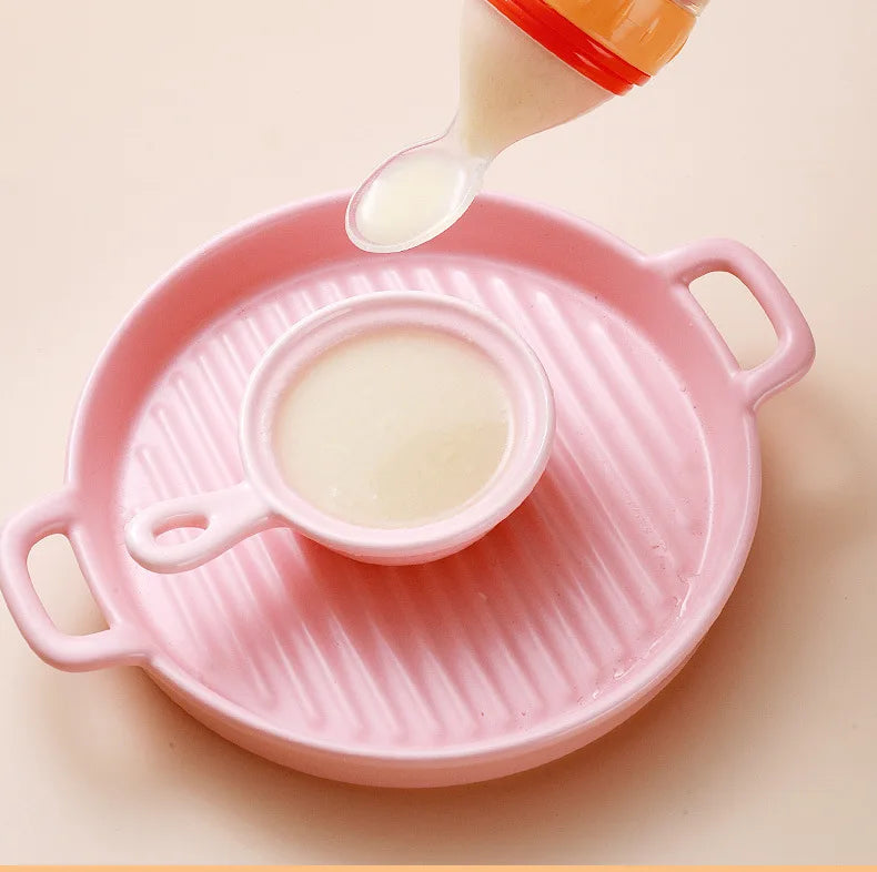 Silicone Baby Squeeze Feeding Bottle with Spoon | Rice Cereal & Food Supplement Feeder