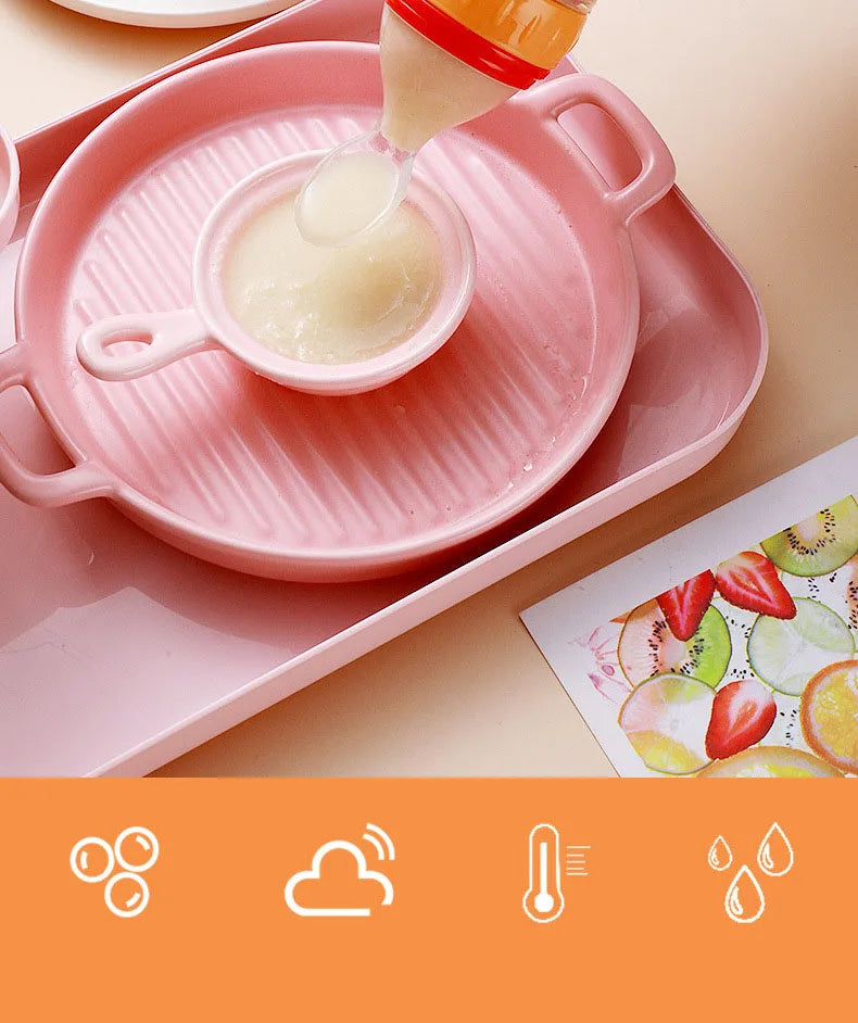 Silicone Baby Squeeze Feeding Bottle with Spoon | Rice Cereal & Food Supplement Feeder