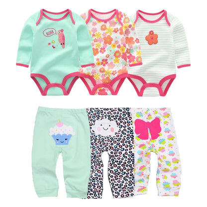 8-Piece Cotton Bodysuit & Pants Baby Set | Long Sleeve Cartoon Print 0-12M