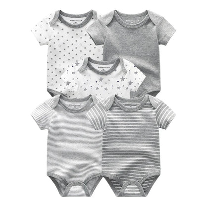 Baby Unisex Cotton Bodysuit 5-Pack | Short Sleeve Cartoon Print 0-12 Months