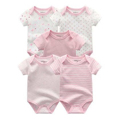 Baby Unisex Cotton Bodysuit 5-Pack | Short Sleeve Cartoon Print 0-12 Months