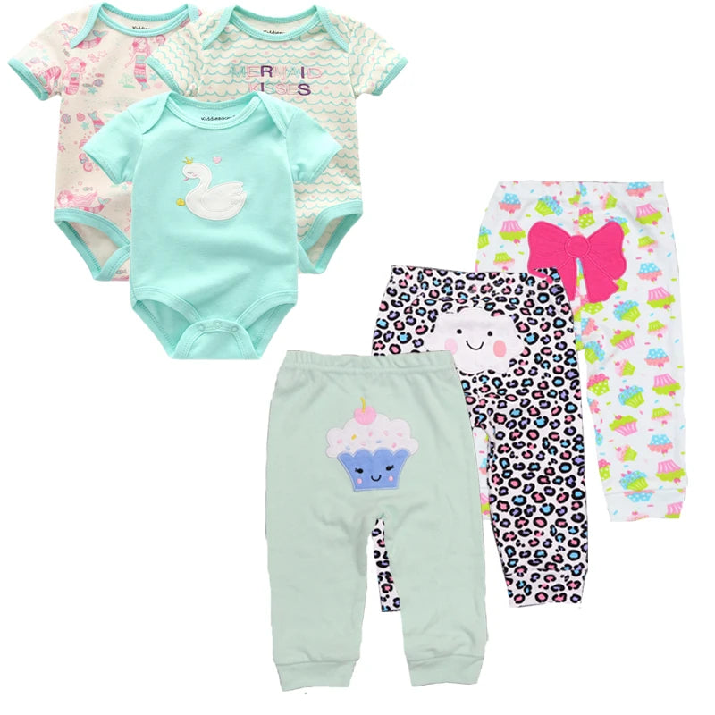 Baby 6-Piece Cartoon Outfit Set | Jumpsuit, Trousers & Tights 3-12 Months