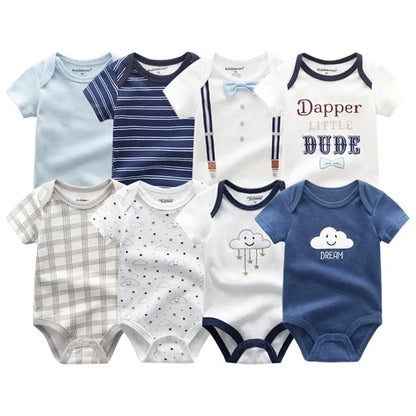 8-Piece Newborn Baby Romper Set | Short Sleeve 100% Cotton 0-12M