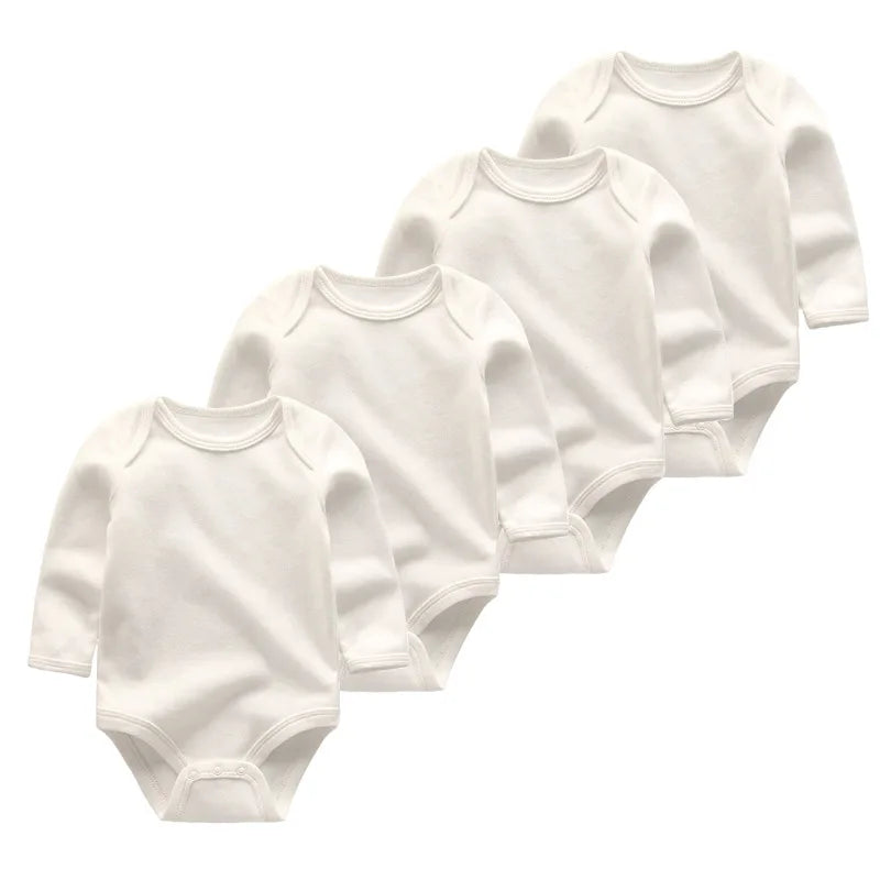 Baby Unisex Bodysuit 4-Pack | Long Sleeve Cotton Romper 0-12 Months